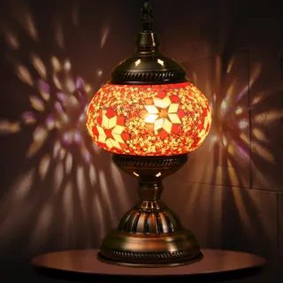 Türkische exotische Mosaik Tischlampe mit handgefertigtem marokkanischen Stil Dekoratives Glas Retro Lampe Schatten mit USB Dekorative Schreibtisch Lichter Bett Lichter für Schlafzimmer