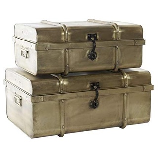 DRW Set mit 2 Truhen aus Metall in Gold, 68 x 42 x 31 cm