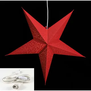 Leuchtstern 5 Zacken rot 60cm Papiertstern Weihnachtsstern inkl Kabel