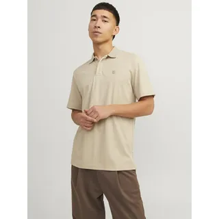 Poloshirt JACK & JONES "JPRCCRODNEY SS POLO SN", Herren, Gr. L, beige (fields of rye), Jersey, Obermaterial: 60% Baumwolle, 40% Polyester, unifarben, Basic, regular fit hüftlang, Rundhals, Shirts Poloshirt