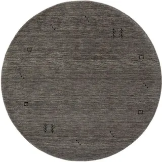 Kunstloft Wollteppich rund Jamal Grau ø 200 cm rund , Textil , Orientalisch , Rund , 200x1 cm , Gots , pflegeleicht , Teppiche und Böden, Teppiche, Schafwollteppiche