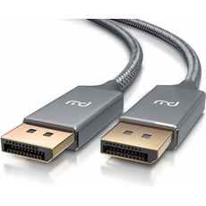 Bild DisplayPort Kabel mit Nylonummantelung 8K 7680 x 4320 @ 60 Hz mit DSC / 4k 3840 x 2160 120Hz - 4K @ 240Hz - 48 Gbit/s - 3D - Ultra High Speed Ethernet - TV Blu-ray PS5 Xbox Series Switch - schwarz - 2 Meter