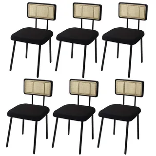 Mendler Esszimmerstuhl HWC-K88 Stoff schwarz 6er Set
