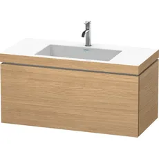 Duravit L-Cube Möbelwaschtisch c-bonded mit Unterbau wandhängend, 100x48 cm, 1 Auszug, ohne Überlauf, 1 Hahnloch, Farbe: Europäische Eiche Dekor