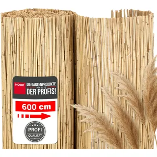NOOR Schilfrohrmatte ST. Tropez - Premium Sichtschutzmatte Natur 0,6x6,0 m | Hochwertiger Sicht- & Windschutz aus Schilfrohr für Garten, Terrasse & Balkon - Zaunblende verwebt mit verzinktem Draht