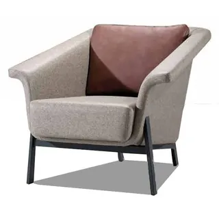 Grauer Einsitzer Designer Fernsehsessel Wohnzimmer Ledersessel 1-Sitzer - Grau