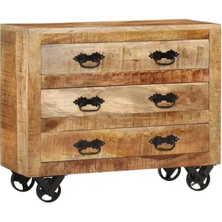 Sideboard mit 3 Schubladen 80x30x65 cm Massives Raues Mangoholz - Braun, Bunt