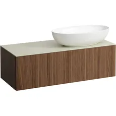 Laufen Il Bagno Alessi Schubladenelement, 1 Hahnloch, Steinplatte Calce Avorio, Ausschnitt rechts, 120x50x37cm, zu WT-Schale H81897 7, H431319097, Farbe: Noce Canaletto