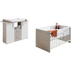 Lüttenhütt Babymöbel-Set »Geert«, (Spar-Set, 2 tlg., Kinderbett, Wickelkommode), mit Kinderbett und Wickelkommode; Made in Germany, grau