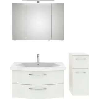 Saphir Badmöbel-Set "6005 Sprint 3-teilig, Keramik-Waschtisch mit LED-Spiegelschrank" 4 Stk. tlg., weiß hochglanz, weiß glanz