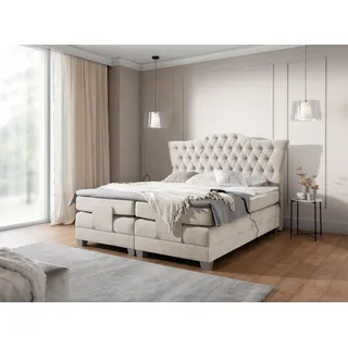 Boxspringbett Elektrisch Bett FAUSTO 160x200cm in Stoff Wind Beige - Beige