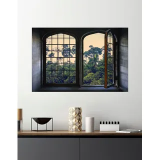 queence Wandsticker »Urwald« Wandsticker, Wandbild, selbstklebend, 3D, Fenster, grün