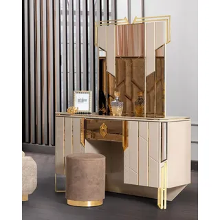 Schminktisch Spiegel Frisiertisch Schminkkonsole Konsolentisch Beige - Beige