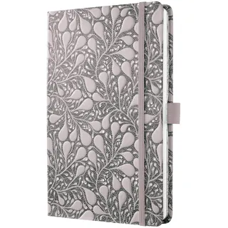 Sigel JN361 Notizbuch A5 liniert, Tagebuch Jolie, Hardcover, Gummiband, Stifteschlaufe, Einstecktasche, schwarz, rose, vegan, aus nachhaltigem Papier