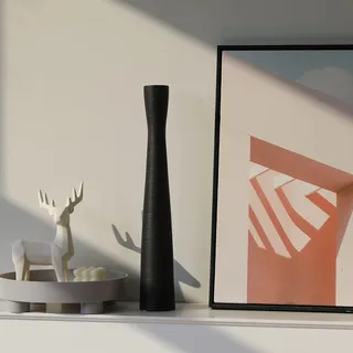 Cutfouwe Vase Schwarz Matt, Schmale Keramikvase 40cm hoch für Pampasgras | ‌Modern Minimalism Große Schwarze Deko Vase für Pampasgras, Trockenblumen, Dekozweige, Bodenvase für Flur, Wohnzimmer, Kamin‌