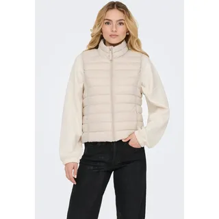 Steppweste ONLY "ONLTAHIA LW QUILTED WAISTCOAT OTW CC OTW", Damen, Gr. L, pumice stone, Steppware, Obermaterial: 100% Nylon, unifarben, regular fit normal, Westen Steppweste, leicht glänzende Oberfläche