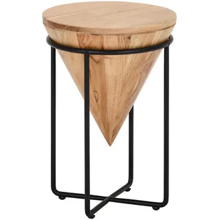 Landscape Beistelltisch , Schwarz, Akaziefarben , Holz, Metall , Akazie , vollmassiv , rund , Rundrohr, rund , 31x46x31 cm , Wohnzimmer, Wohnzimmertische, Beistelltische, Beistelltische Metall