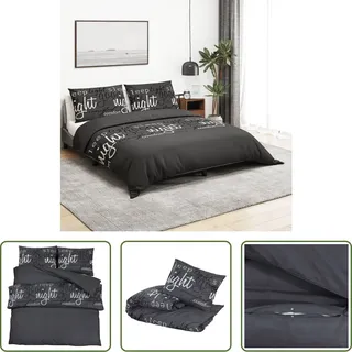 The Living Store Bettwäsche-Set Schwarz 240x220 cm Baumwolle - Schwarz