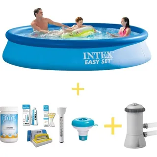 Intex Easy Set Pool - 366 x 76 cm - Inklusive WAYS Wartungspaket & Filterpumpe - Blau