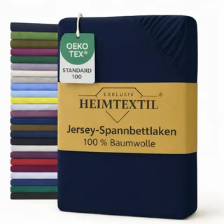 EXKLUSIV HEIMTEXTIL Jersey Spannbettlaken Premium Marke 60 x 120-70 x 135 cm 100% Baumwolle Öko - Tex Zertifiziert, Markenqualität, Matratzenhöhe bis 10 cm, Navyblau