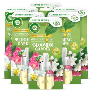 Air Wick Duftölflakon Nachfüller Blooming Garden – Süßlich floraler Raumduft – 6er Duftöl Set – Plastikfreie Verpackung