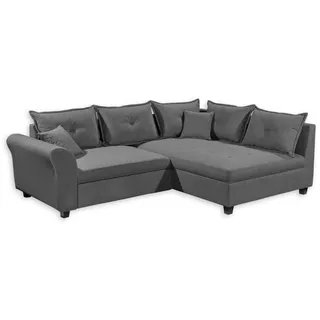 Stella Trading Liz Ecksofa mit Schlaffunktion in Anthrazit - Modernes Schlafsofa in L-Form für Ihr Wohnzimmer, - 252 x 87 x 175 cm (B/H/T)