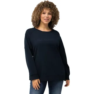 Ulla Popken Damen Raglan Tonigem Stick Sweatshirt, Marine, 50-52