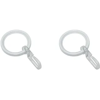 GARDINIA Gardinenringe für Gardinenstangen mit Ø 20 mm, Mit Gleiteinlage und Gardinenhaken, 10 Stück, Serie Chicago, Breite 4 mm, Metall, Weiß (Packung mit 2)