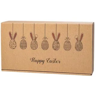 EPVerpackungen Flaschenkarton natur Happy Easter für 2 Flaschen, 10 Stück