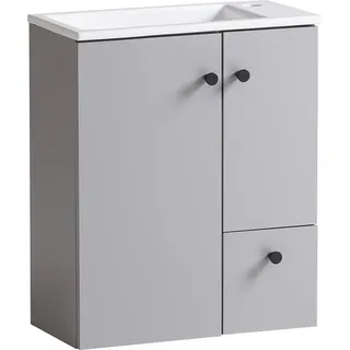 Badezimmer Waschtisch Schrank Unterschrank 50 cm grau inkl. Waschbecken BARLETTA-80 - Grau
