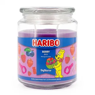Haribo Duftkerze im Glas | Berry Mix 510g | Duftkerze Fruchtig | 100h Brenndauer | 2 Dochte | Geschenkidee für Frauen | Sommerkerze