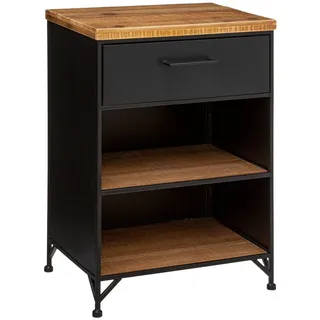 Atmosphera - Nachttisch Cierna schwarz - Metall und Holz - Schwarz