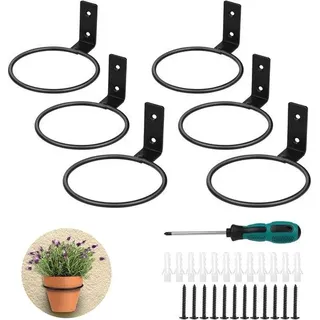 Unyqoos® Metall-Blumentopfhalter für Wand, schwarz, 10 cm – Halterung für Blumentöpfe innen & außen, dekorativ - Schwarz