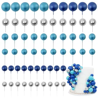 LARDUX 60 PCS Tortendeko Kugel - Backen Kuchen Dekorationen DIY Mini Ballon Cupcake Einsatz für Kinder Junge Geburtstag Party Baby Dusche Hochzeit - Marineblau