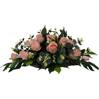 DRW Blumenkissen, Friedhof, Prozessionen, Kirchen, Hochzeiten oder Grabstätten, Rosen, Rosen und Eukalyptus, künstliches Schiffsstil, 74 x 50 x 30 cm