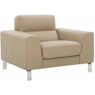 CALIA ITALIA Sessel »Simon Loungesessel, Designsessel«, in zwei Lederqualitäten, beige