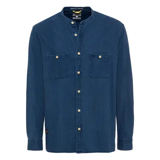 camel active Herren Langarmhemd mit Stehkragen Blau, Menswear-M