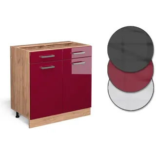 Vicco Schubladenschrank R-Line 80 x 81,6 x 46 cm Rot Hochglanz