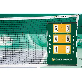 Carrington Tennis Spielstandsanzeige - Anzeigetafel aus uPVC - Wetterfest - schwarz/orange - DEUTSCH/ENGLISCH/FRANZÖSISCH - 60 x 46cm