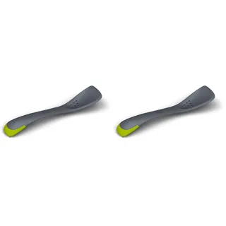 Joseph Joseph - Uni-Tool 5-in-1 Silikon Küchenwerkzeug, Schlitzlöffel, Pfannenwender, Solider Löffel und Spatel in einem - Grau (Packung mit 2)