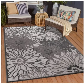 Sanat Floral 2 Outdoor-Teppich 80 x 150 cm Grau