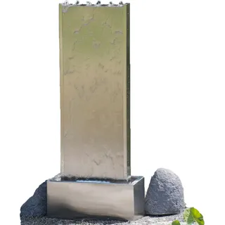 KÖHKO® Wasserwand ca. 97 CM aus gebürstetem Edelstahl Wasserspiel mit LED-Beleuchtung für Garten, die Terrasse und Wohnzimmer