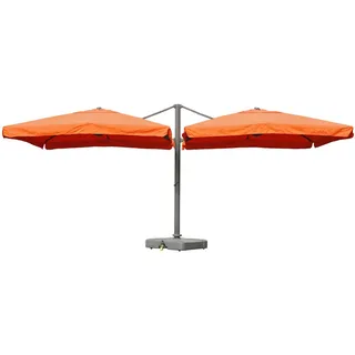 MCW Doppel-Ampelschirm + Ständer Orange 297/620 cm , Metall , 620x297 cm , Sonnenschutz, Ampelschirme