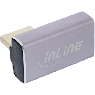 InLine DisplayPort 1.4 Adapter, DisplayPort St/ Bu, 90° vertikal rechts, gewinkelt, DP Stecker zu Buchse, 8K-kompatibel, 17291H Kabeladapter Grau, Schwarz