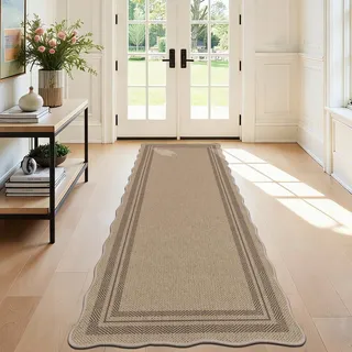 SHACOS Teppich Läufer Flur rutschfest 60x180cm Flurteppich Läufer Lang Waschbarer Teppichläufer Flur Küchenteppich Waschbar Küchenläufer Flurläufer Modern für Eingang, Küche, Waschküche, Braun