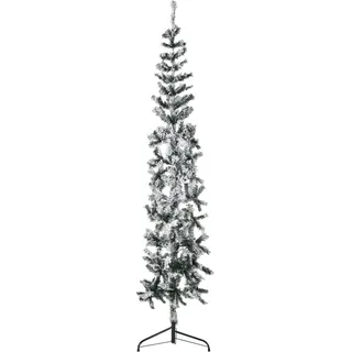The Living Store Künstlicher Halb-Weihnachtsbaum mit Schnee Schlank 210 cm - Grün
