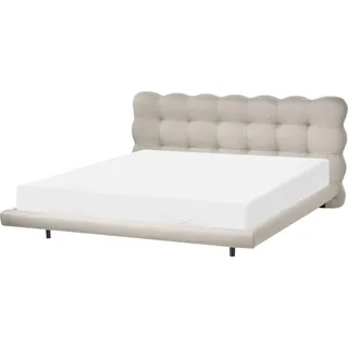 BELIANI Polsterbett Beige Stoff 180 x 200 cm Gestepptes Kopfteil Niedriger Bettrahmen mit Lattenrost Modernes Design für Schlafzimmer - Beige, Schwarz