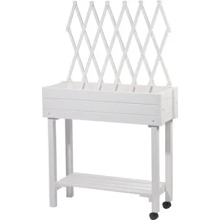 Dobar Rollbares Hochbeet mit Rankhilfe 130 x 79 x 28,5 cm Weiß