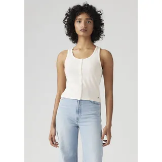 Levi's Tanktop LEVI'S, Damen, Gr. M (38), gardenia, Web, Obermaterial: 96% Baumwolle, 4% Elasthan, unifarben, figurbetont hüftlang, Rundhals, Tops Tanktop, mit Knopfleiste
