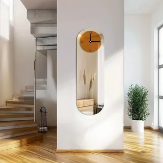 Wanduhr, länglich rechteckig, silbernes Spiegelglas, römische Ziffern, 12 Zoll, modern fürs Wohnzimmer